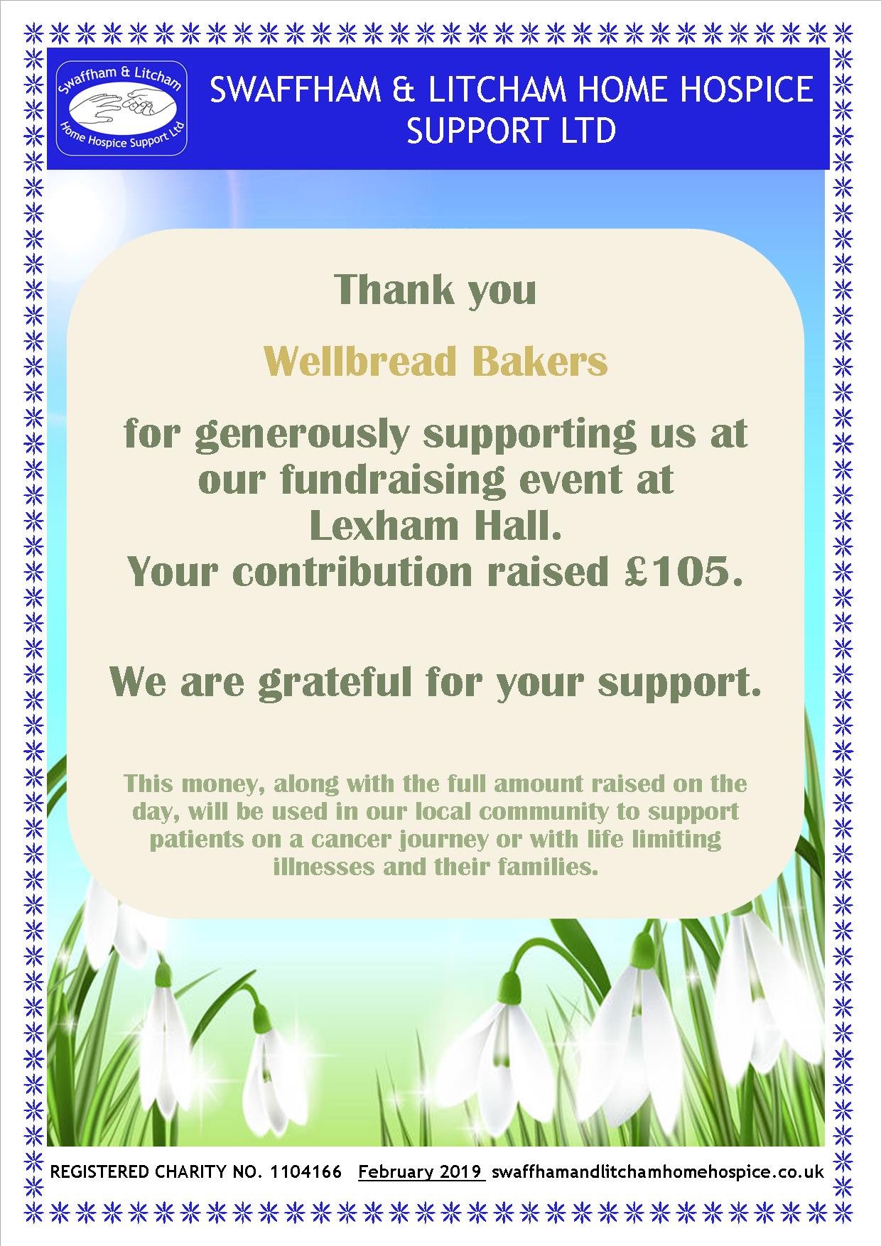 Thank you for supporting our Snowdrop Walk fundraising event at Lexham Hall, February 2019’